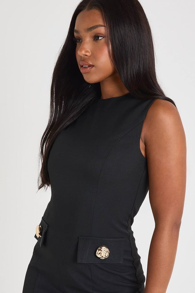 boohoo Dames Op maat gemaakte A-lijn mini-jurk | Zwart | Maat: 40