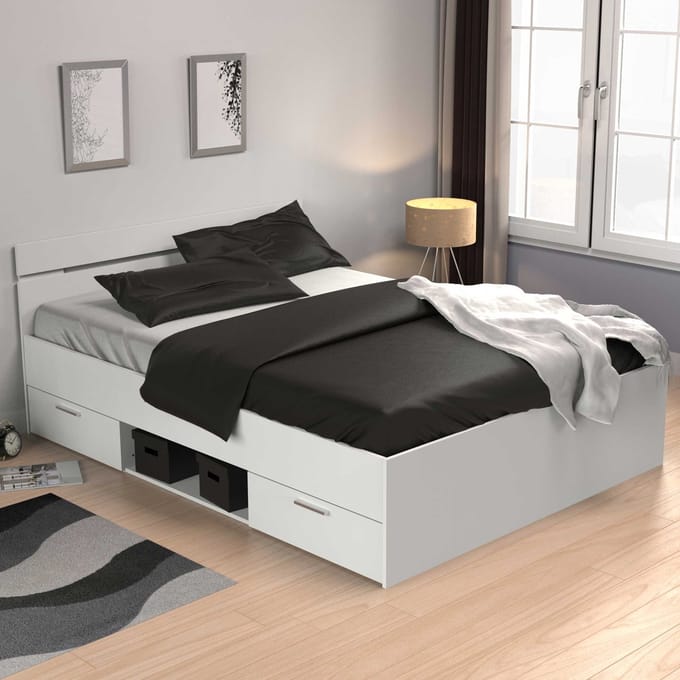Michigan" bed - 160 x 200 cm - Geborsteld eiken