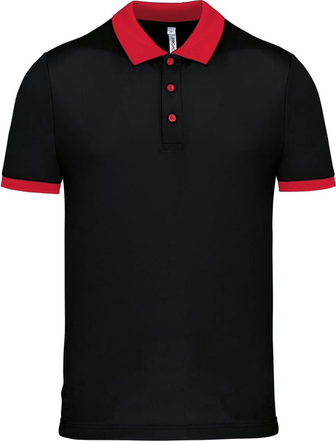 Herensportpolo 'Proact' met korte mouwen Black/Red - M