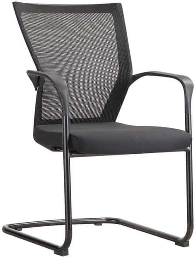 Slede vergaderstoel 1208 rug zwart mesh, zitting zwart stof
