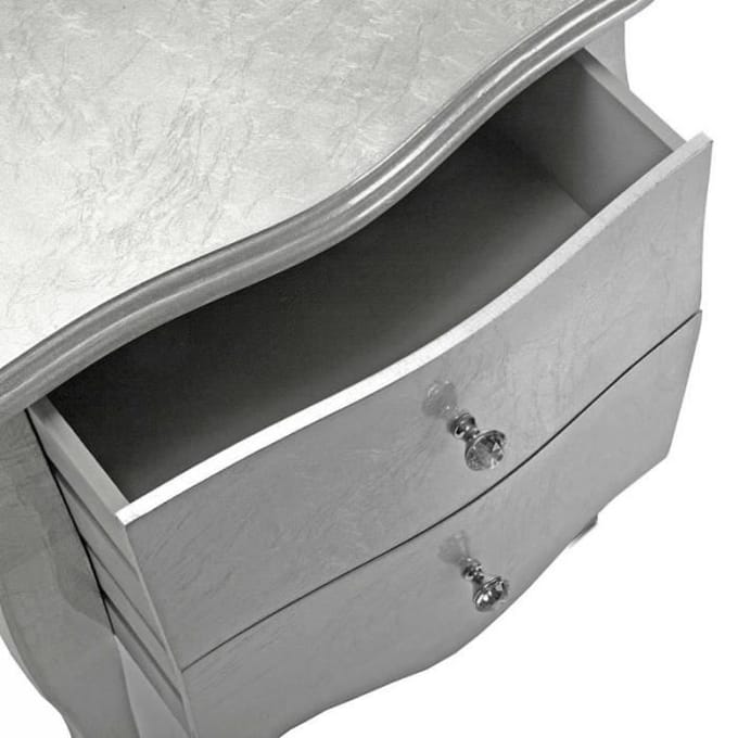 Table de chevet - NATACHA.B - Marika - Bois MDF - Argent - 2 tiroirs