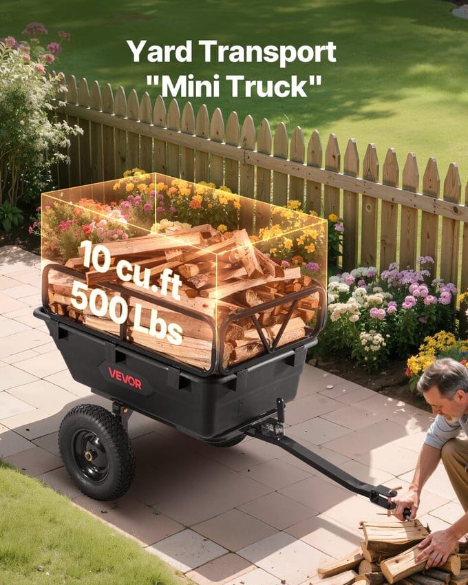 Kippertrailer 500 lbs 10 Cu. Ft Trekhaak Plastic Tuin ATV Trailer Kar