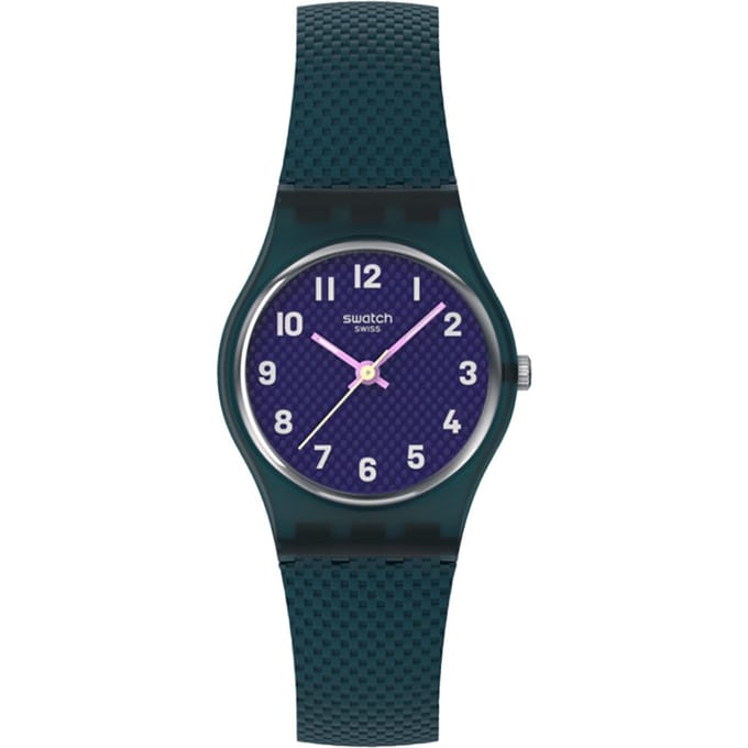 Swatch Lady Teal Weave Horloge - Serie met textuurpatroon, Model LL127, Groene Kleur, 3 ATM Waterbestendig groen