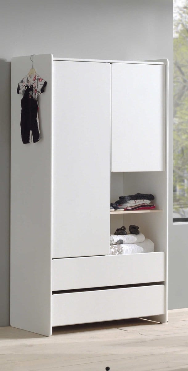 LUCEVI - Kiddy 2 Deurs Kleerkast 180x90x55cm - Wit
