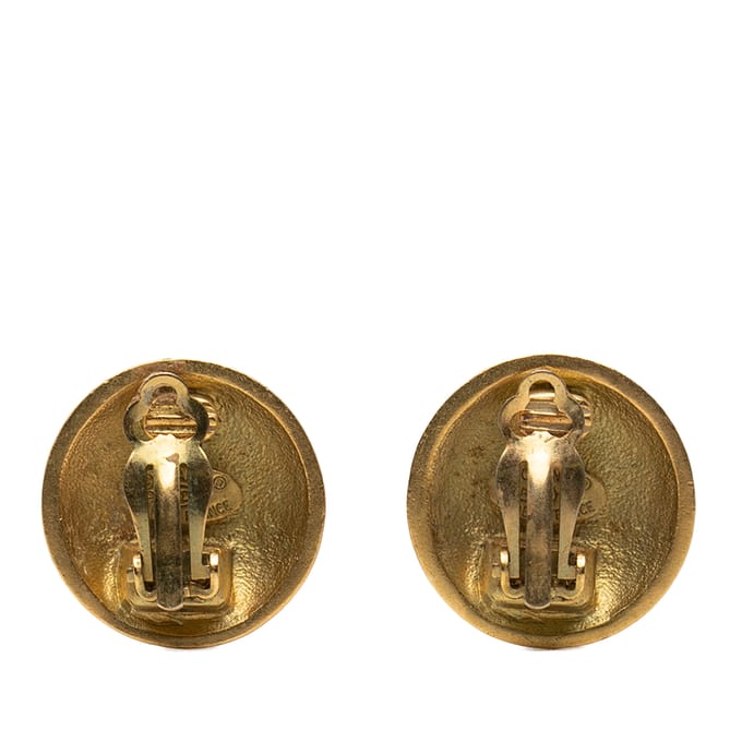 Tweedehands Cc Gouden Plated Ronde Clip On Oorbellen