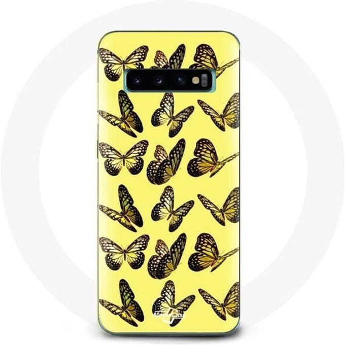 Hoesje voor Samsung Galaxy s10 plus Vlinders Gele Achtergrond