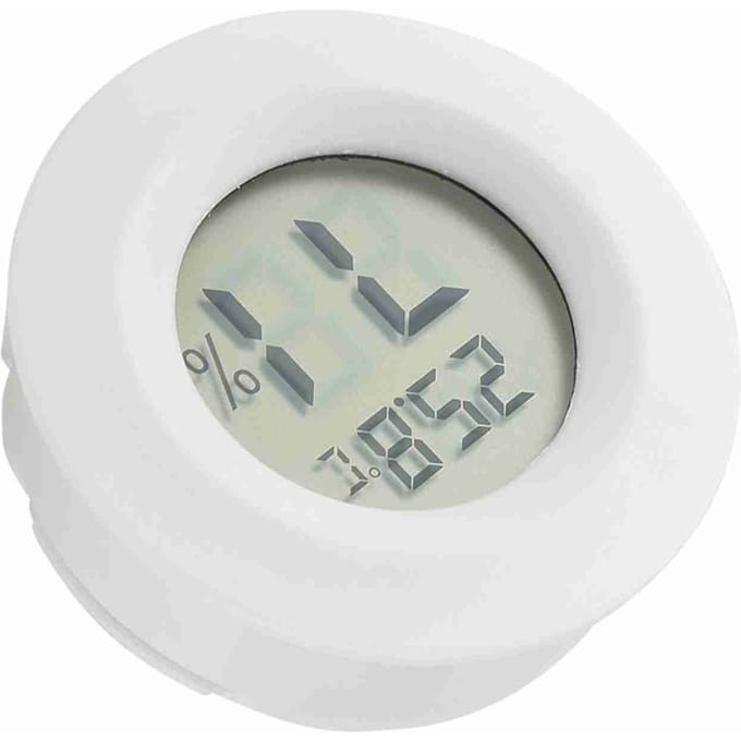 Mini thermomètre hygromètre numérique LCD de forme ronde pour reptiles blanc