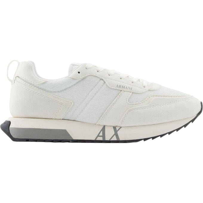 Armani Exchange Heren-sportschoenen van mesh met contrasterende zool (Gebroken wit)