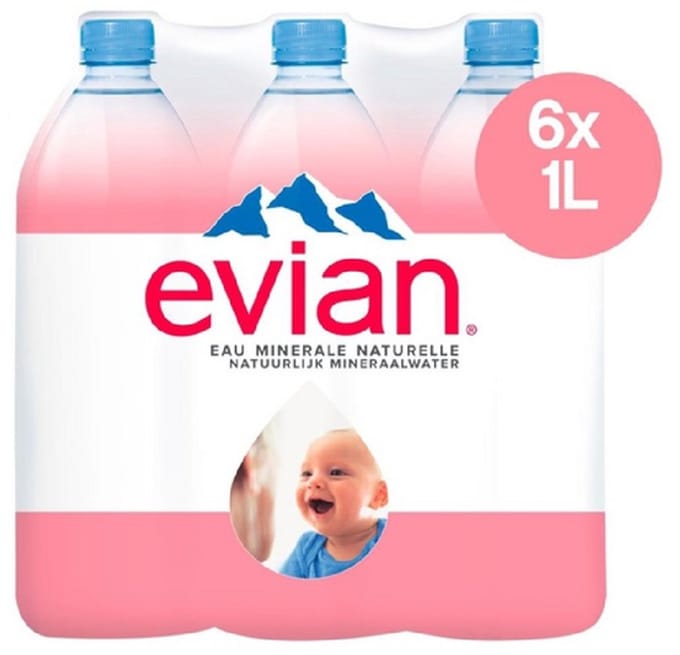 Evian | 100% RPET | 6 x 1 liter