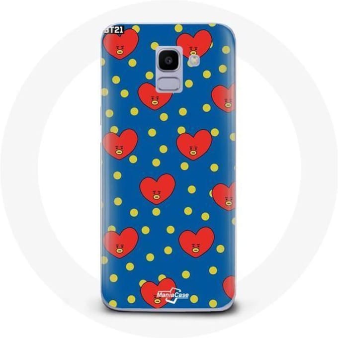 Coque pour Samsung Galaxy A8 2018 BTS Bangtan Garçons BT21 TATA de V Fond Bleu