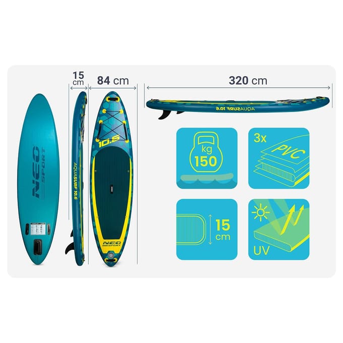 Neo-Sport Aquasurf Serie - Surfplank - 320cm - 84cm - 15cm