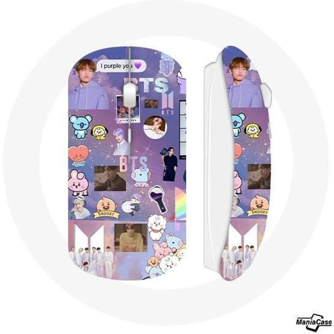 Souris Sans Fil - BTS - BT21 ARMY - Couleur Violet - Clé USB Wifi - Compatible Mac et PC