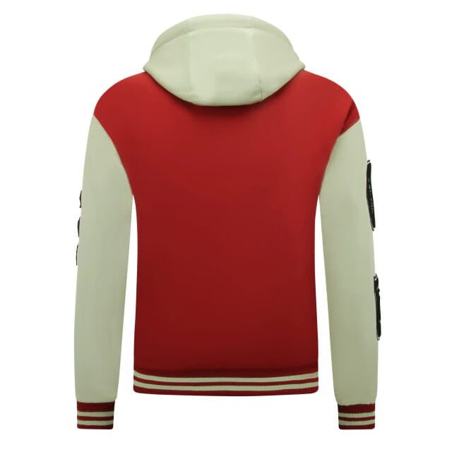 Oversized College Jack Heren met Capuchon - 8630 - Rood
