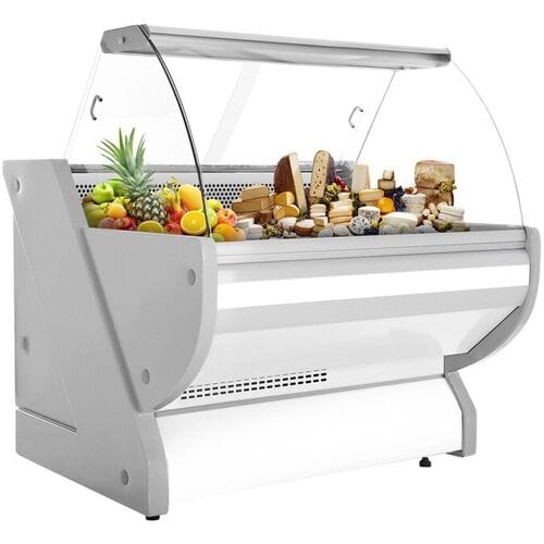 GGM Gastro Kühl-/ Fleischtheke - 1000mm - Weiß - mit Fleischlicht & beleuchteter Frontblende Grijs