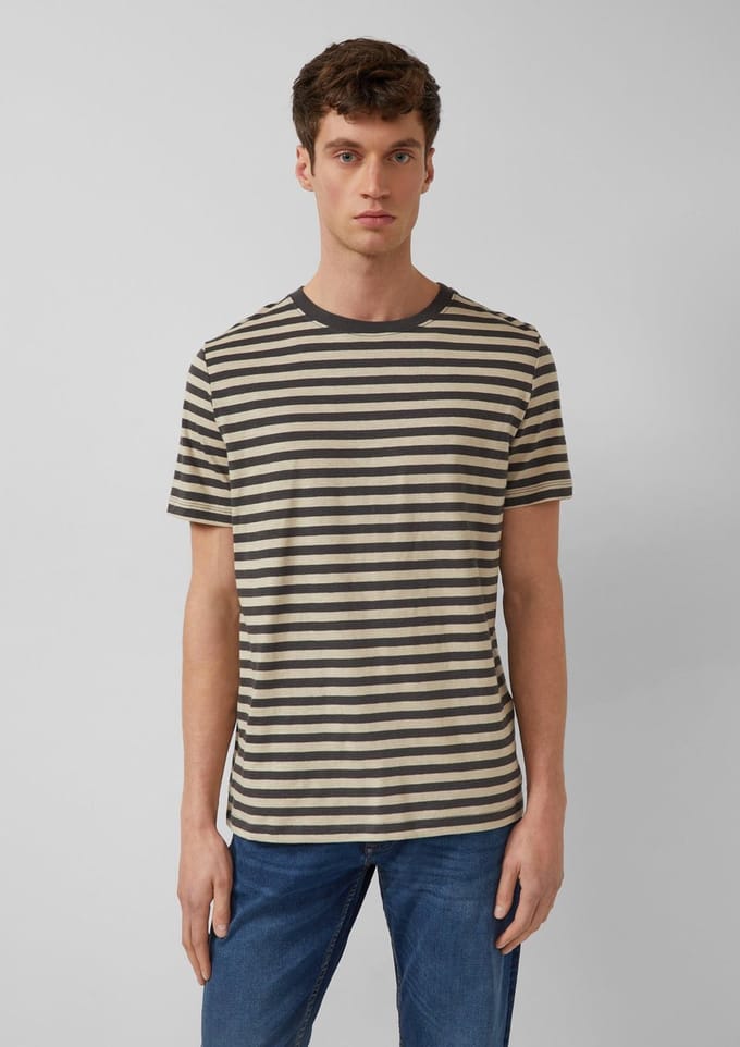 s.Oliver - male - Gestreept T-shirt met vlamgarenstructuur