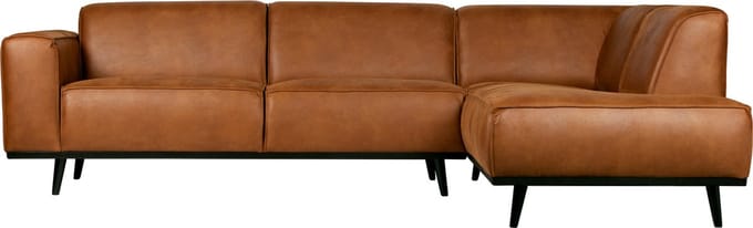WOOOD Statement Hoekbank Rechts - Ecoleer - Cognac - 77x274x210