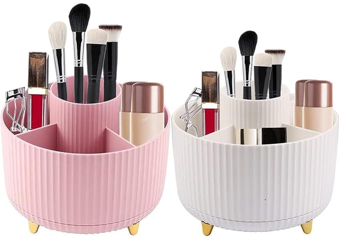 Unyqoos ® Draaibare Make-up en Accessoire Organizer Set voor Elke Ruimte - Roze en Wit