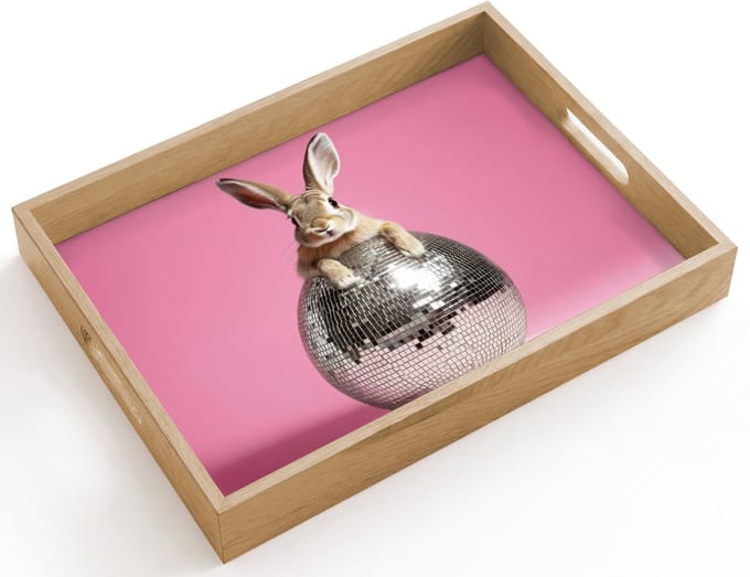 Dienblad hout 40x30 cm - Schootdienblad - Haas - Strik -Discobal - Borrelplank rechthoek - Plateau dienbladen