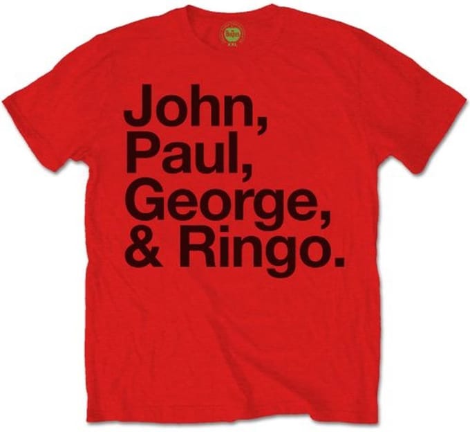 The Beatles - John, Paul, George & Ringo Heren T-shirt - L - Rood