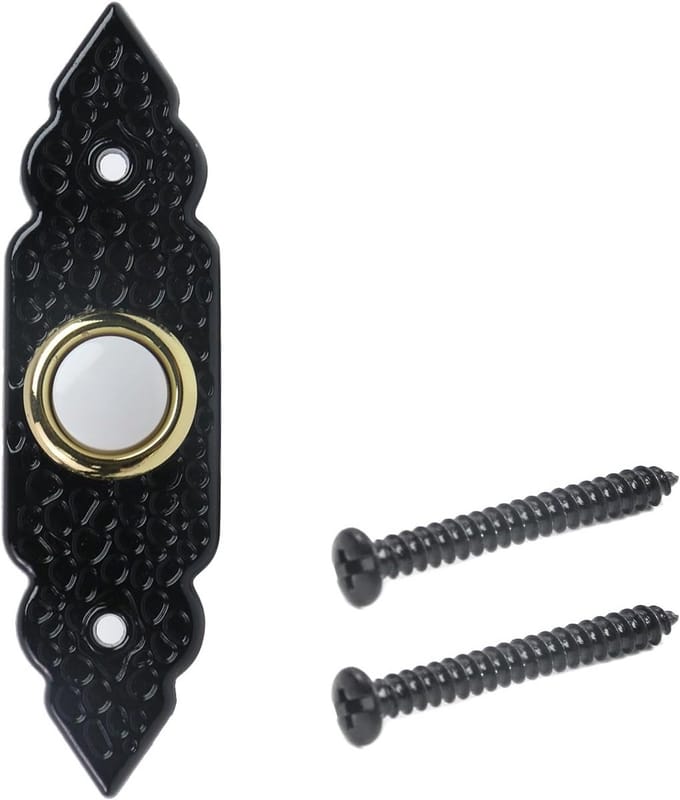 Deurbel Knop Zwart Zinklegering Draadloos en Bedraad Montage