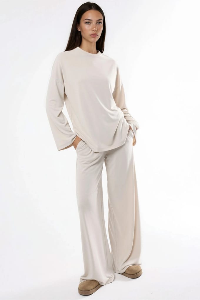 Ontspannen Pasvorm Crewneck Lange Mouwen Blouse