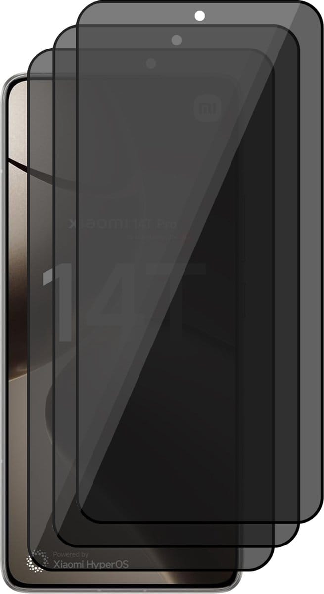 Privacy Screenprotector geschikt voor Xiaomi 14T / 14T Pro - 3x Volledig Dekkend Glas Screen Protector
