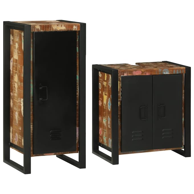 vidaXL - Badkamermeubel - Set - 2 - st - Multikleur - Massief - hergebruikt - hout