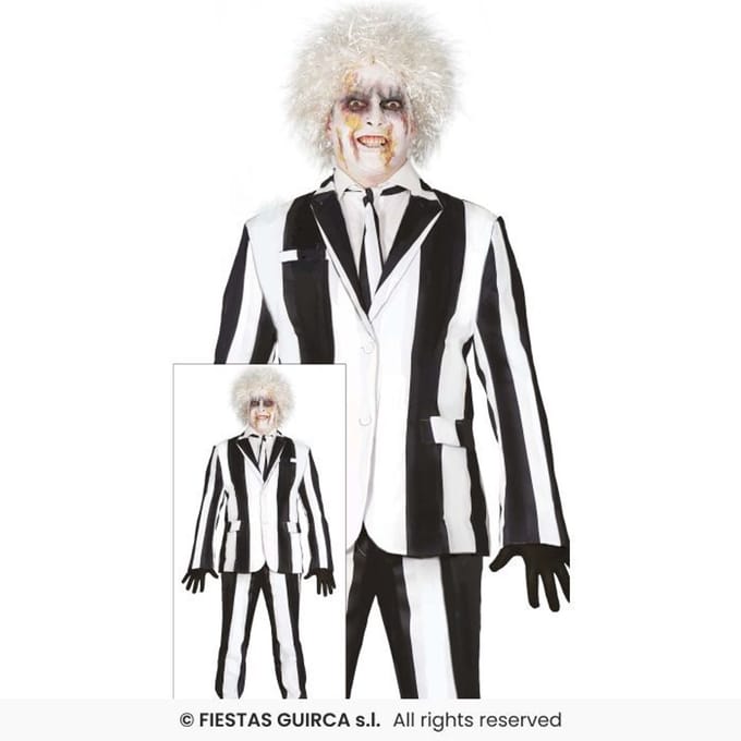 FIESTAS GUIRCA, S.L. - Zwart-wit gestreept spookkostuum grote maat man - XL