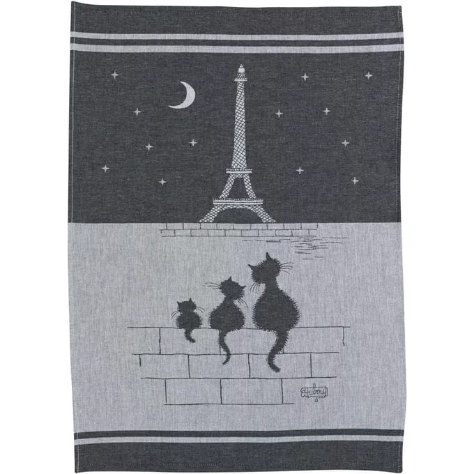 Jacquard theedoek katten Eiffel-toren Winkler