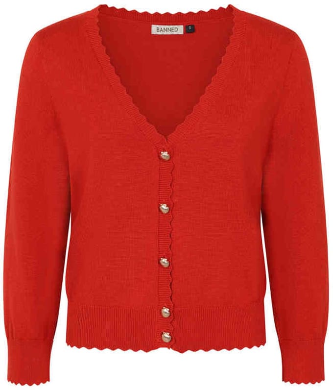 Banned - Thelma Scallop Cardigan - XL - Rood