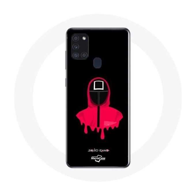 Coque - Samsung - Galaxy A21S - Souple - Noir - Squid Game masque carré