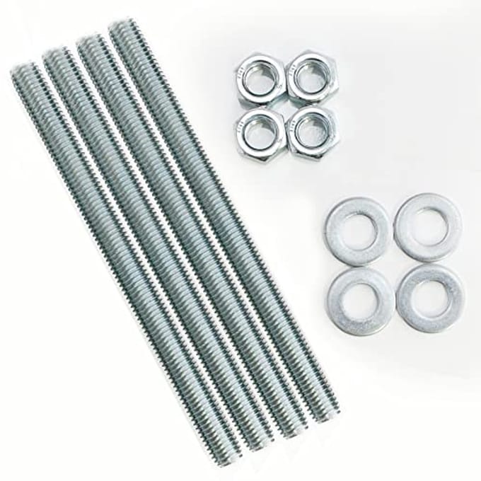 Draadstangen M12 van sterk verzinkt staal - 4 stuks - 16,5 cm