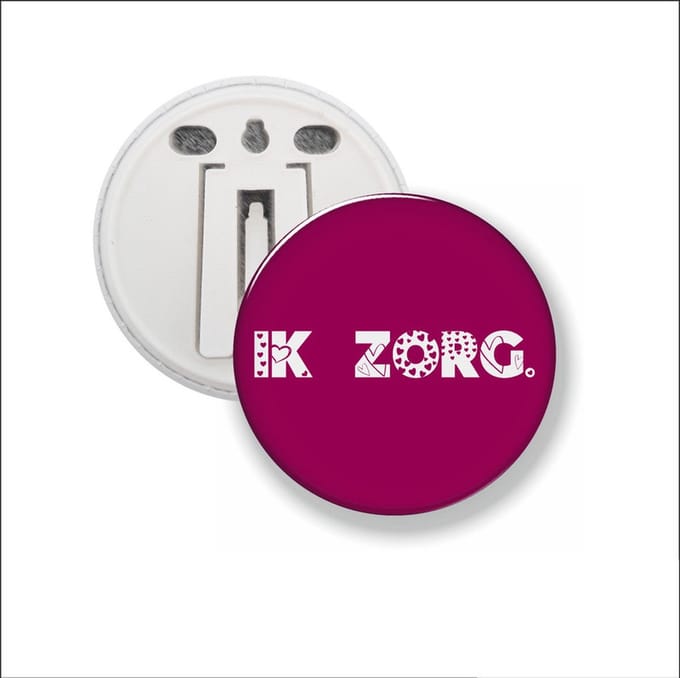 Button Met Clip 58 MM - Ik Zorg - Bordeux