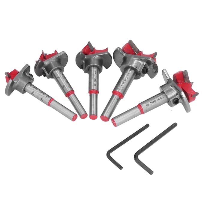5 Stuks Verstelbare Forstner Boor Set Wolframstaal Titanium Gecoat Werkboren 15mm?35 mm