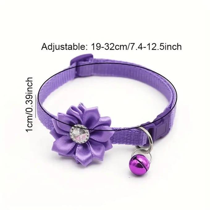 1pcs Collier Réglable à Fleurs pour Chiens Petits, Moyens et Grands et Chats - Accessoire pour Animaux de Compagnie Élégant et Confortable 1pc violet