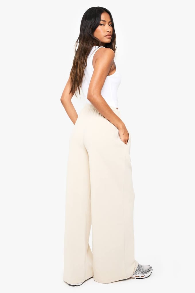 Dames Boohoo Basics Rib Straight Leg Trouser | Stone | Maat: 6