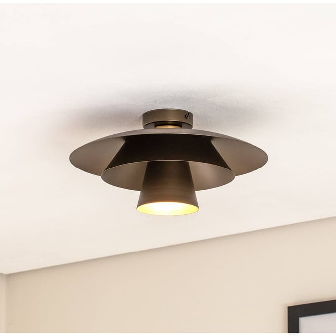Luminex Plafondlamp Plato, titanium, metaal, Ø 38 cm, E27