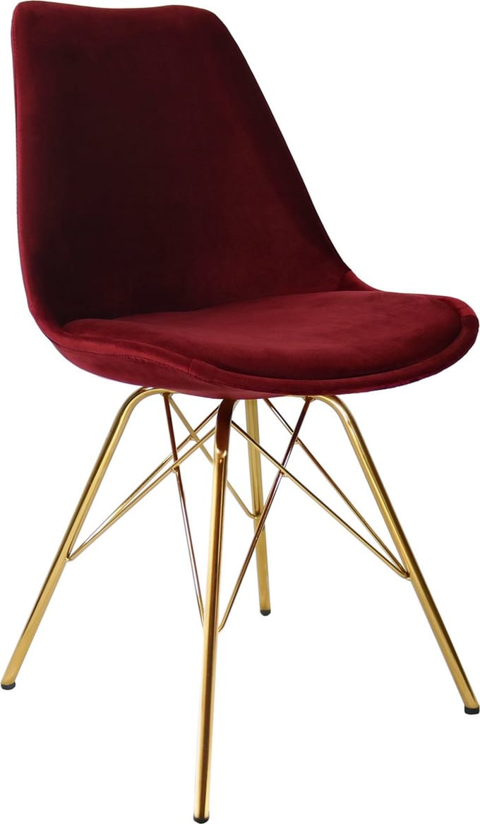 KICK® VELVET Kuipstoel Rood – Eetkamerstoel – Velvet – Goud Frame