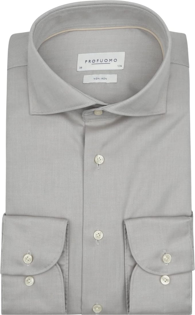 Profuomo Twill Overhemd Lichtgroen - Maat 37 - Heren - Overhemden Formeel