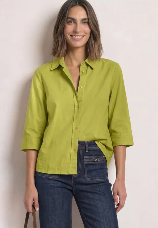 Overhemd met 3/4-mouwen en corduroy-mix