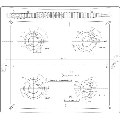 AEG bovenblad, inox, 580x520mm 8583194653132