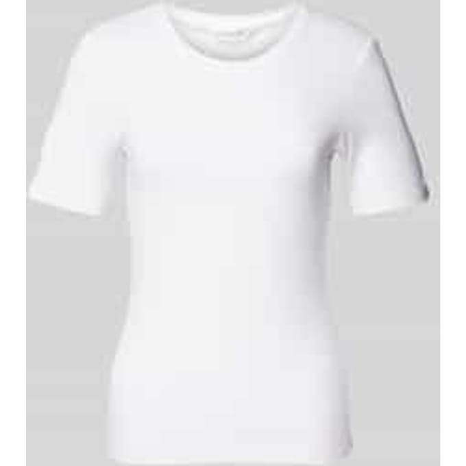 T-shirt met geribde ronde hals, model 'Betrina'