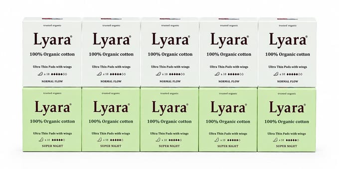 Lyara Biologisch Maandverband Multipack – 5x Normaal & 5x Super – 100% Katoen
