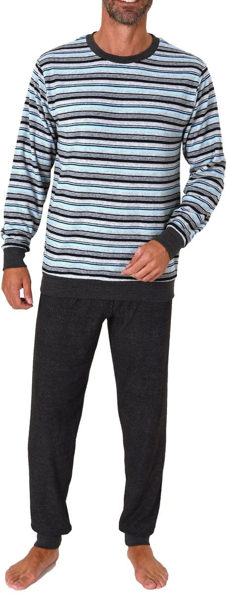 Norman badstof heren pyjama - Stripes - 52 - Blauw