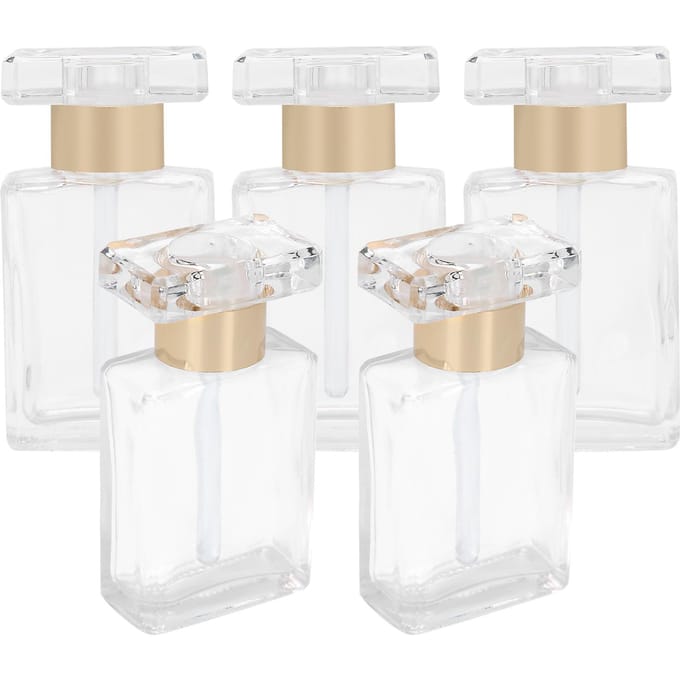5 stuks Transparant Glas Lege Etherische Olie Fles Reizen Draagbaar Herbruikbare Parfumfles Goud