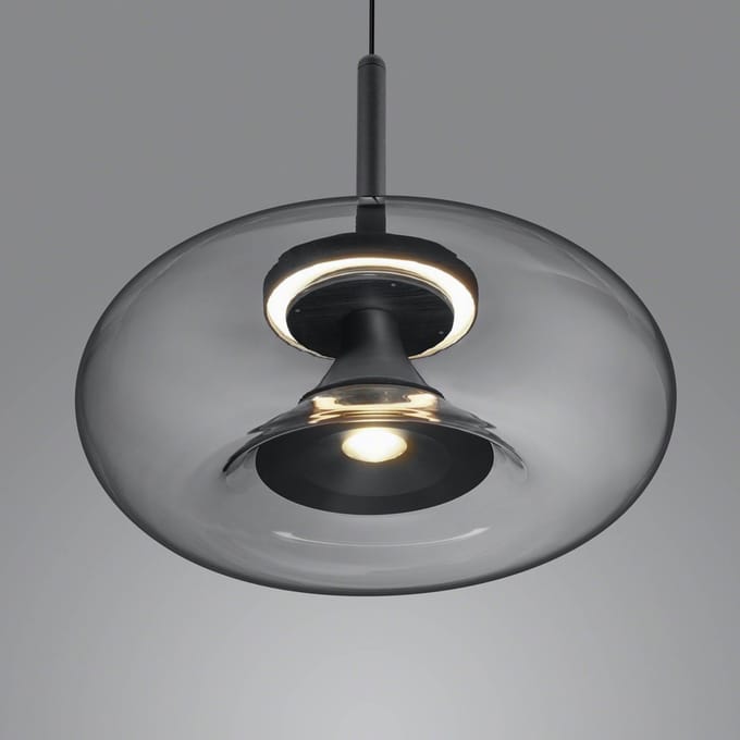 Helestra Sica LED hanglamp zwart/rookgrijs