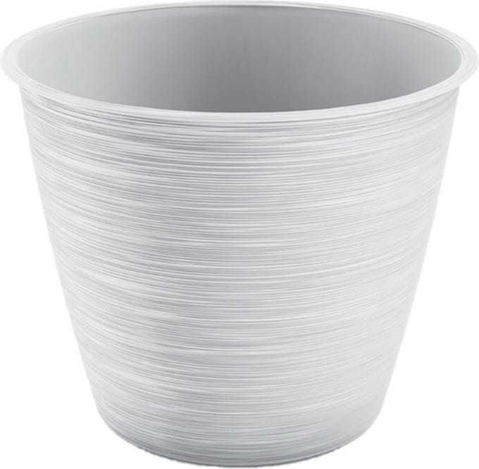 Prosperplast Plantenpot/bloempot Paintstripe - kunststof - wit - 17 cm x 14 cm - stijlvol