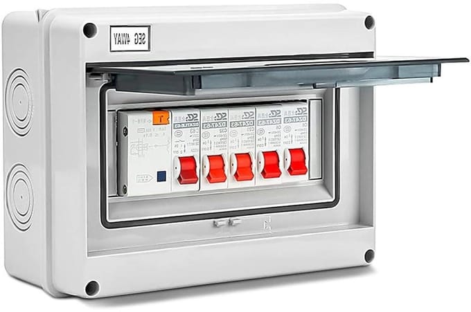 Zekeringkast 4 Weg - Distributie Board - Elektrische Installatie - IP66 Weerbestendig - 63A RCD - Grijs