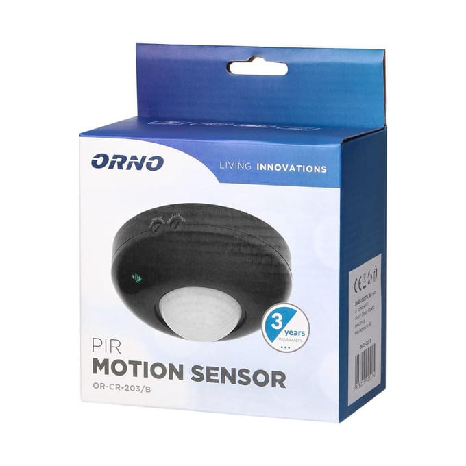 PIR bewegingssensor binnen voor lamp - Bewegingsmelder plafond - Motion sensor 360° - Doorgangsmelder 2000 Lux - Zwart