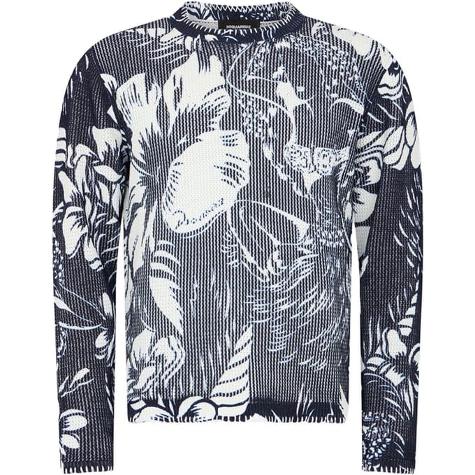 Dsquared2 blauw-witte bloemen man gaas